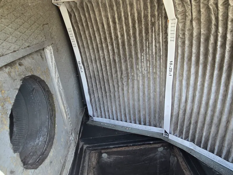 A dirty filter pulled during a maintenance visit
