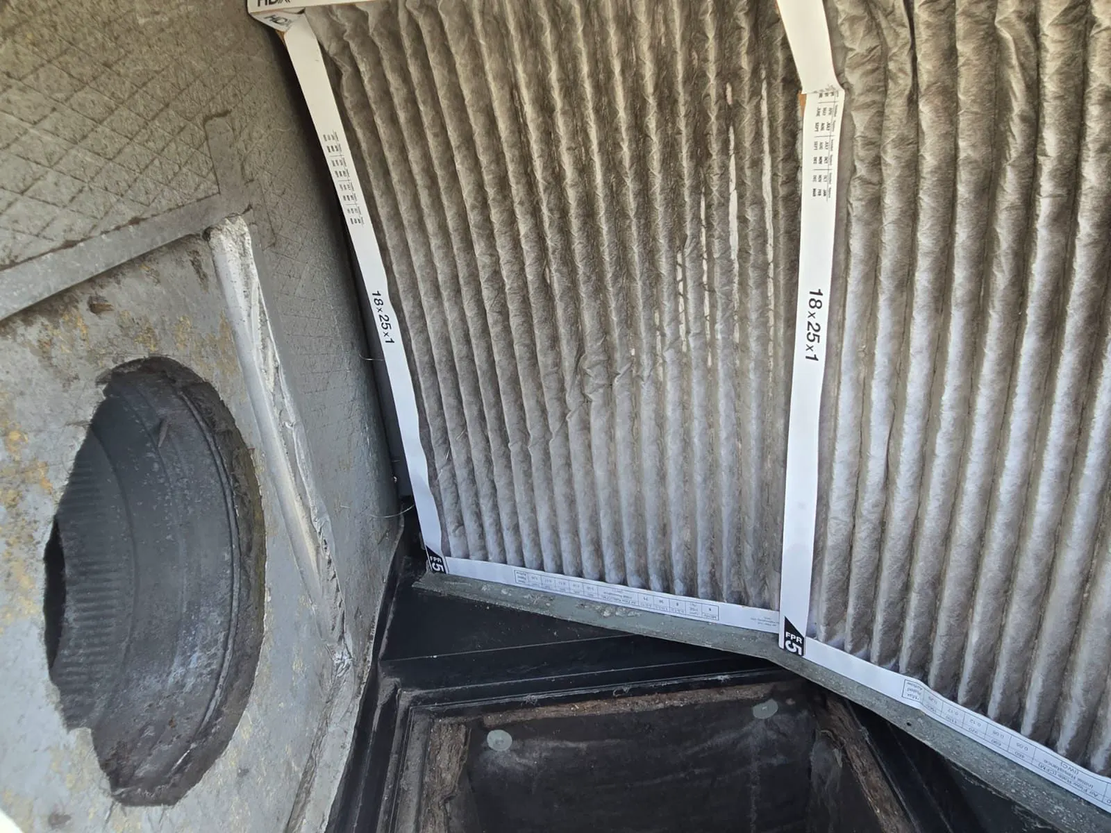 A dirty filter pulled during a maintenance visit