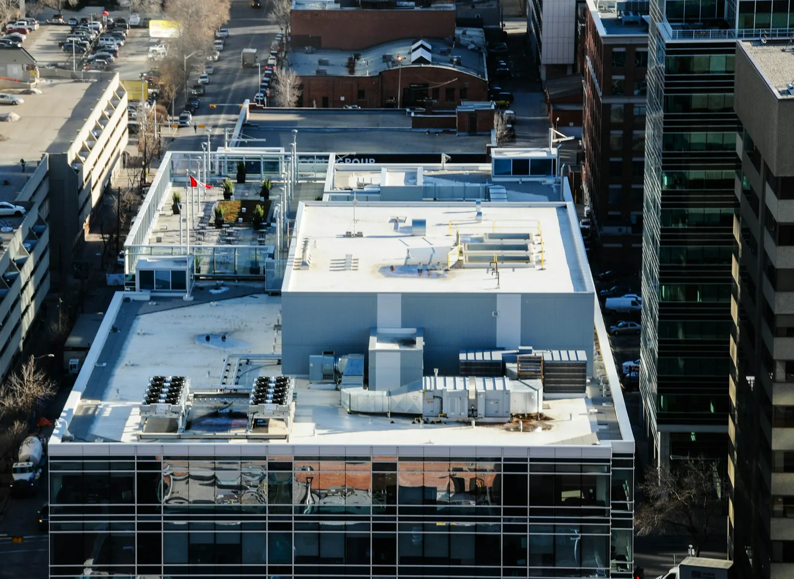 Rooftop units on a commercial building