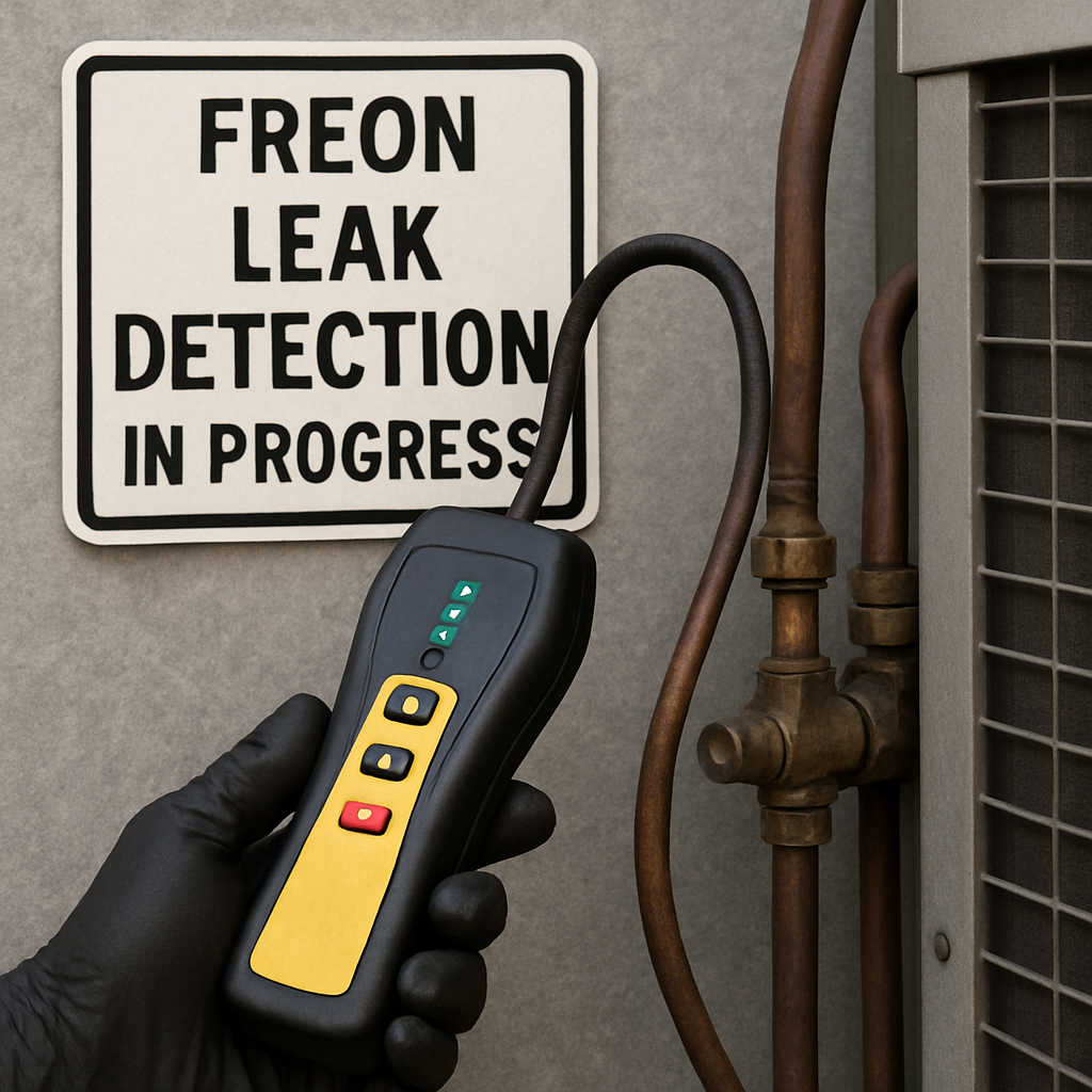 Technician Recognizing Freon leak during detection process
