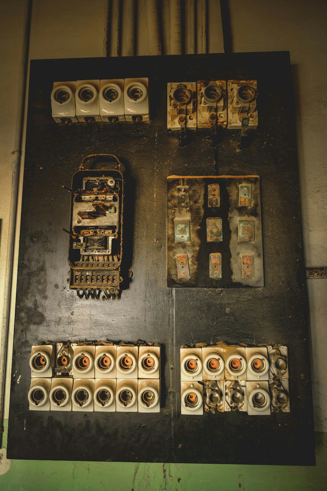 Technician servicing a furnace in a residential setting