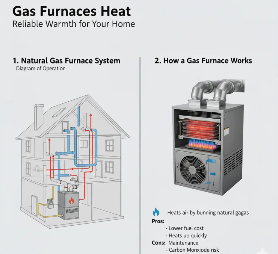 Gas furnaces heat