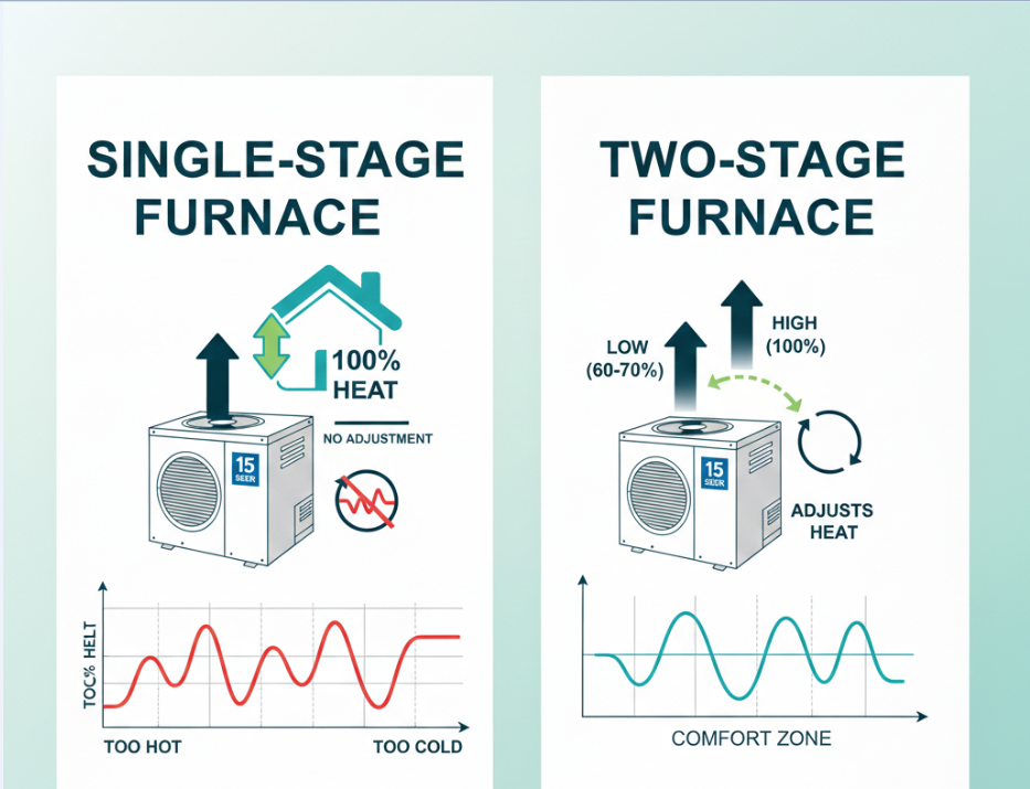 What temperatures do different types of furnaces provide?