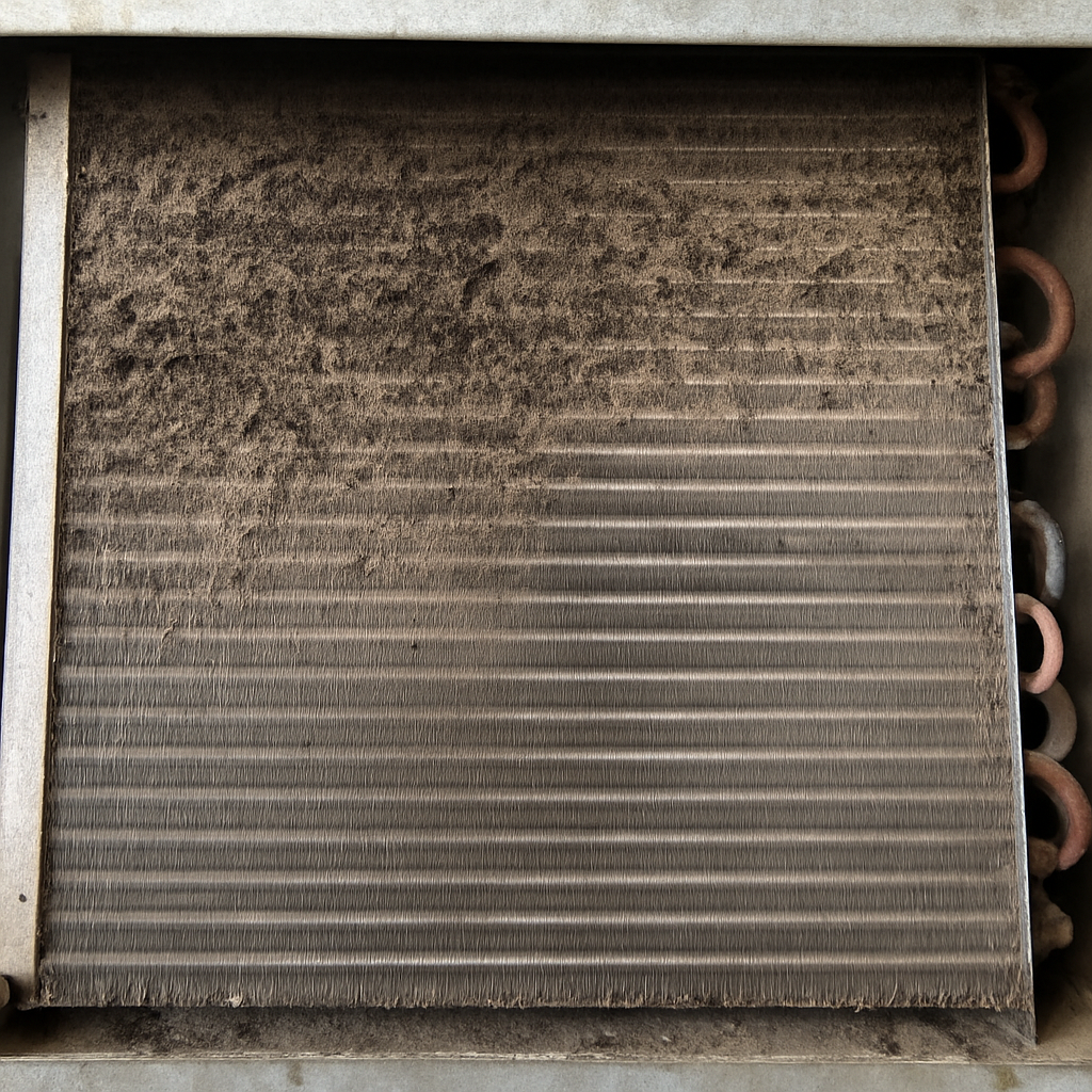 Dirty HVAC coil needing cleaning